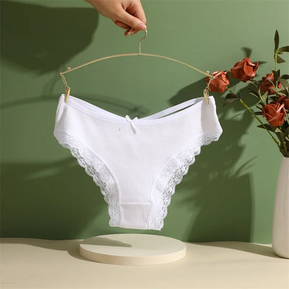3PCS Women Cotton Lace Brazilian Panties Set S-XL