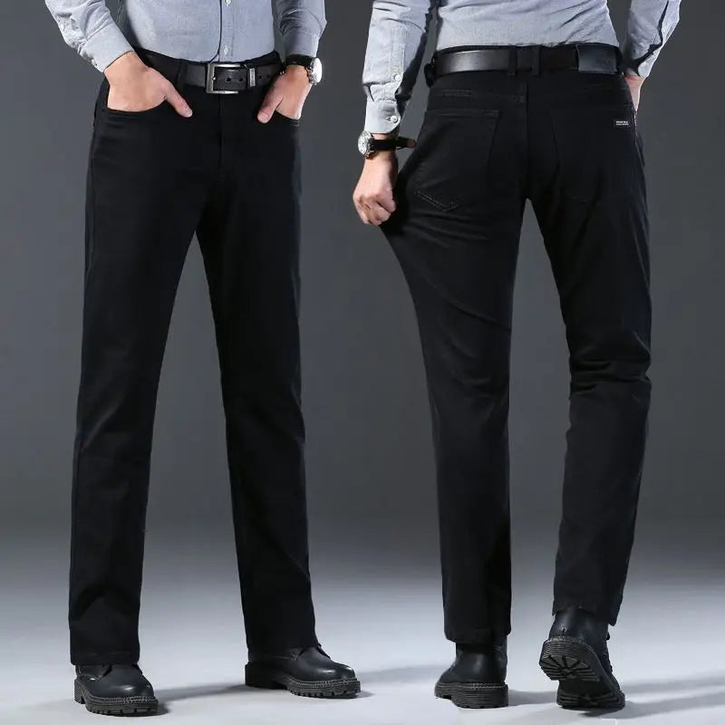 Men's Slim Black Denim Jeans with Slight Stretch