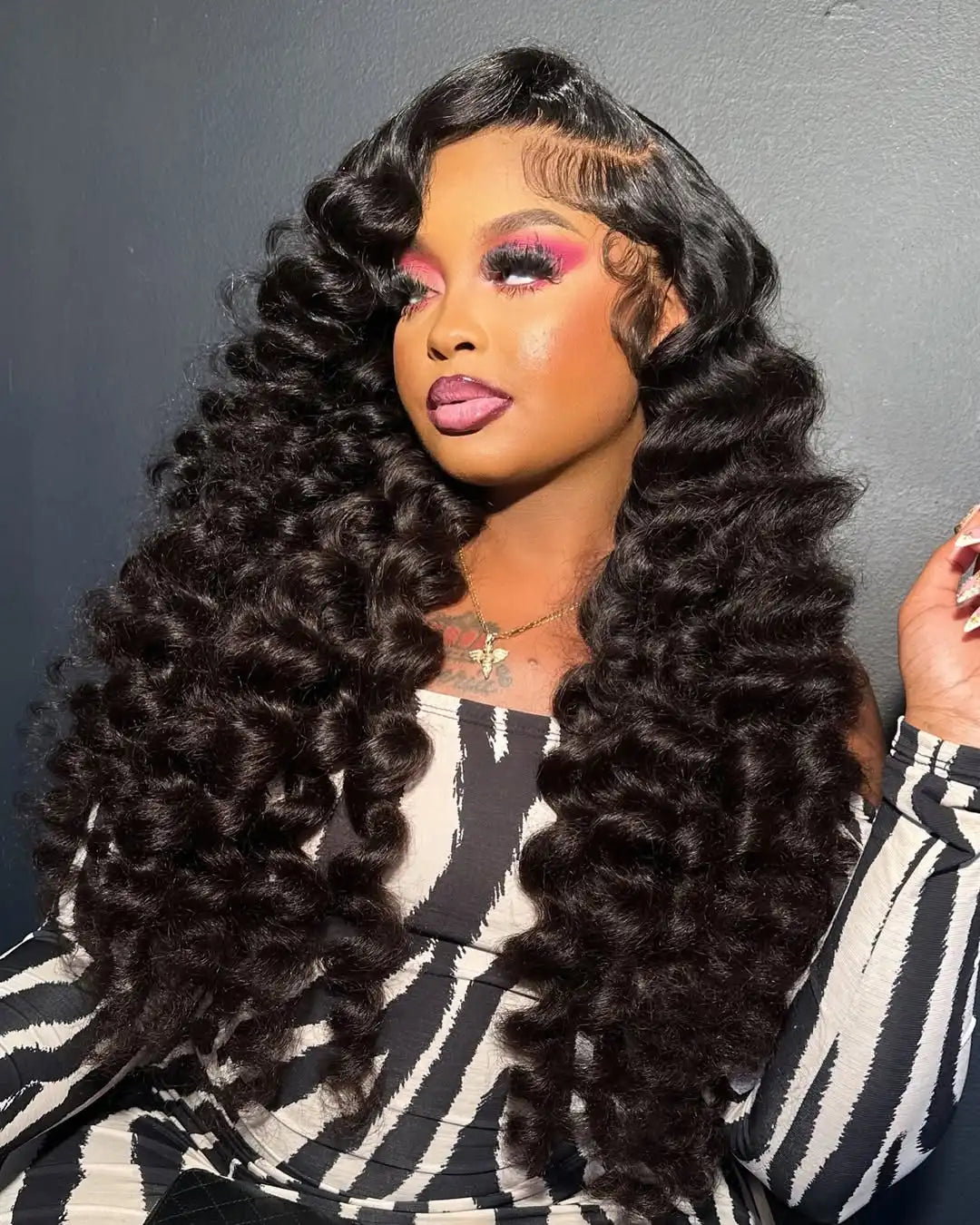Loose Deep Wave Lace Frontal Wig 30 40 Inch Human Hair