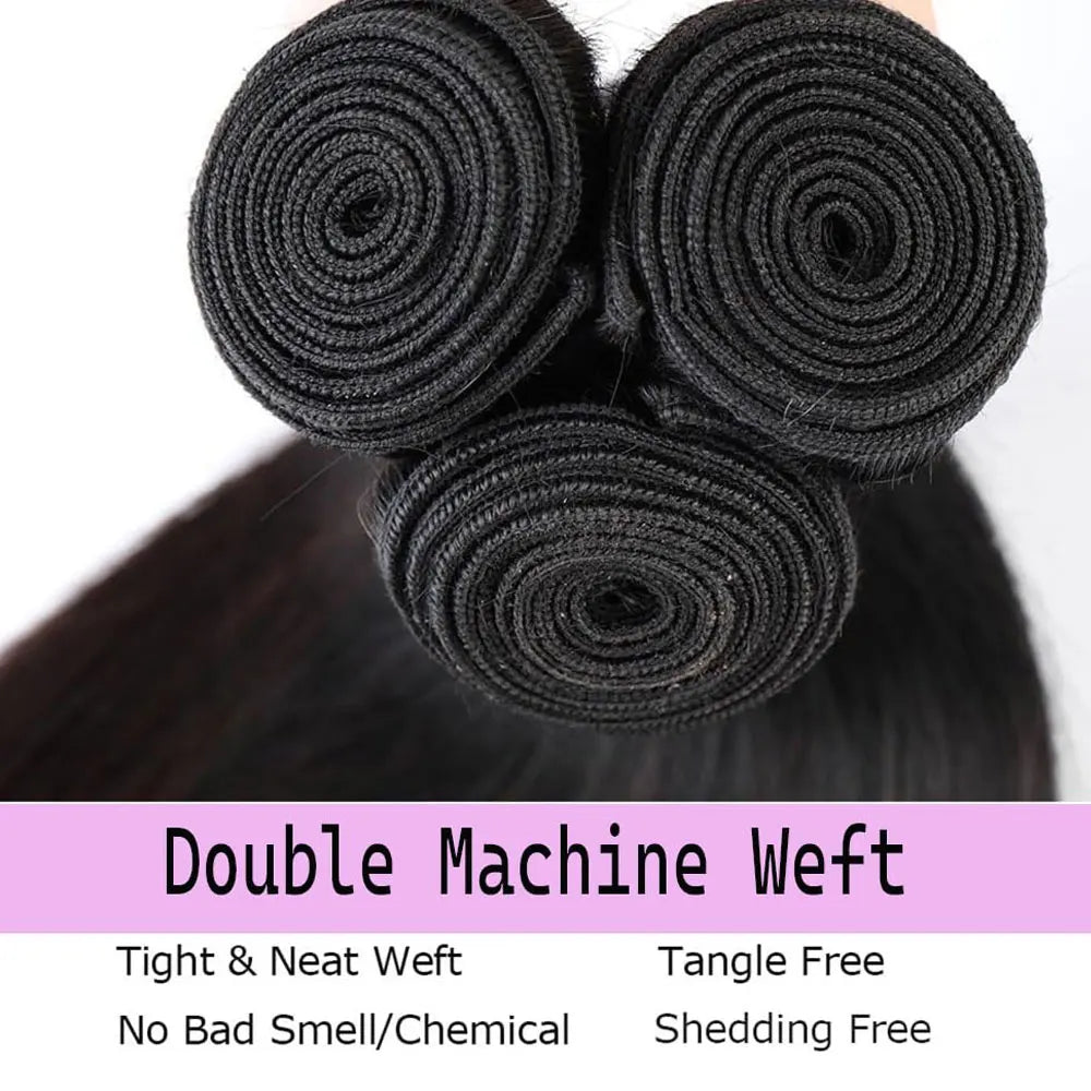 Brazilian Virgin Hair Straight Bundles Natural Black 26 28 30 Inch