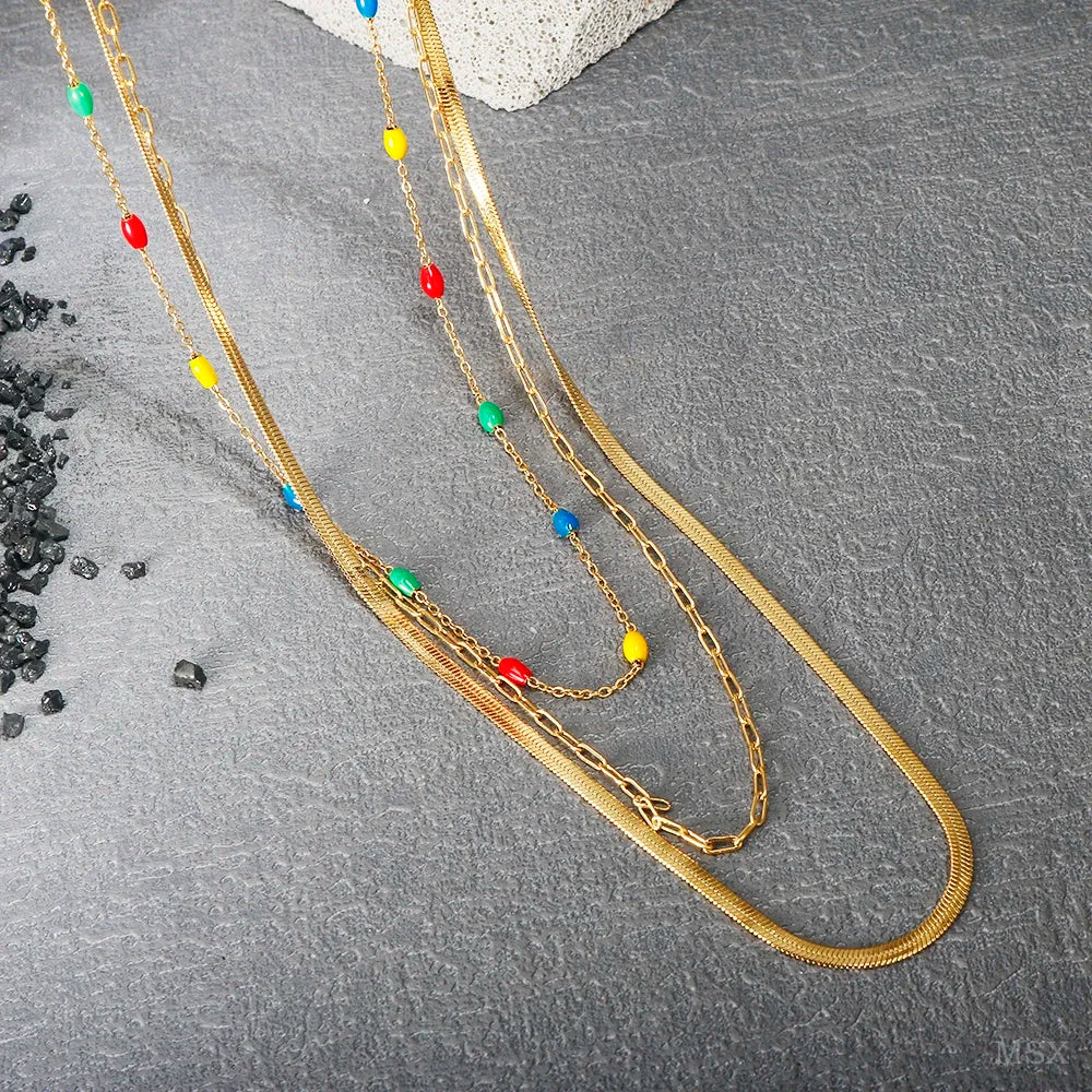 Vintage Textured Stainless Steel Necklace