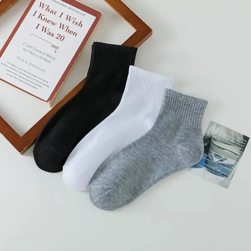 Men's Solid Color Mid-Calf Socks 10 Pairs All Seasons
