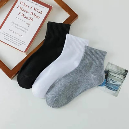 Men's Solid Color Mid-Calf Socks 10 Pairs All Seasons