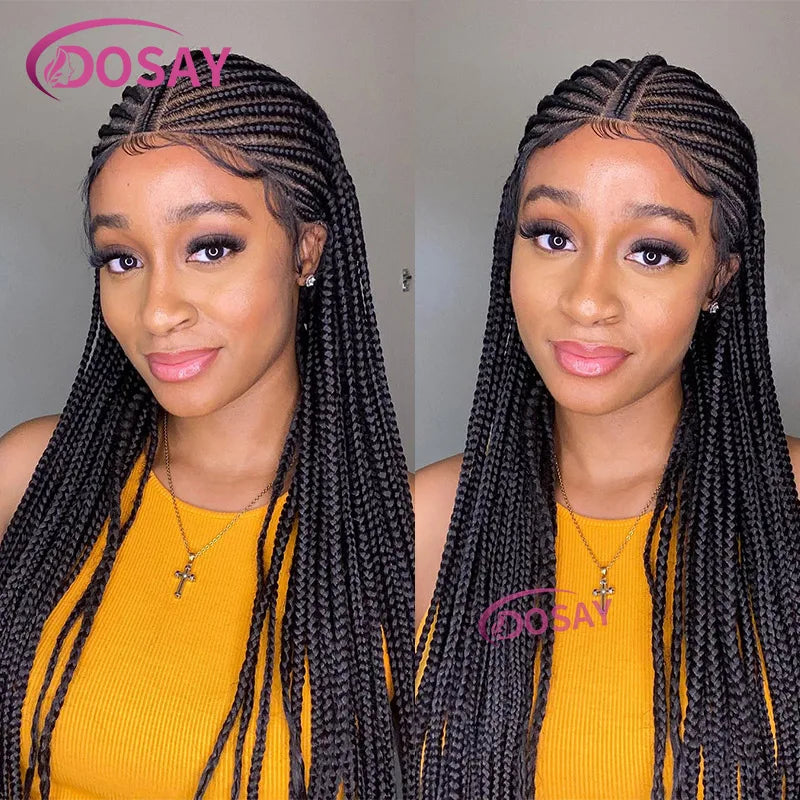 32 Inch Full Lace Front Synthetic Braided Wig Black