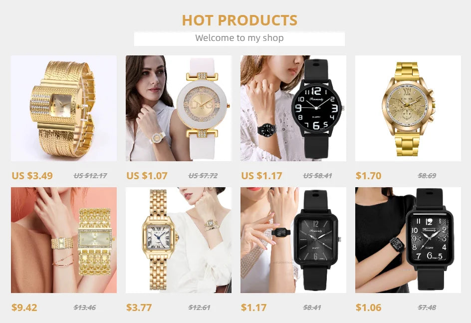 Gold Plated Ladies Quartz Watch Stainless Steel Band