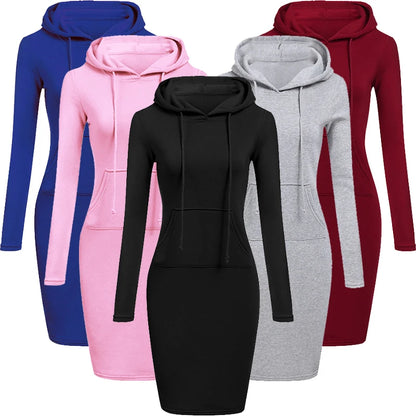 Hooded Sweatshirt Dress for Women in Polyester