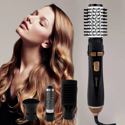 Hatteker 4-Head Hot Air Brush Hair Dryer and Straightener