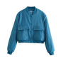 Willshela Women Solid V-Neck Bomber Jacket