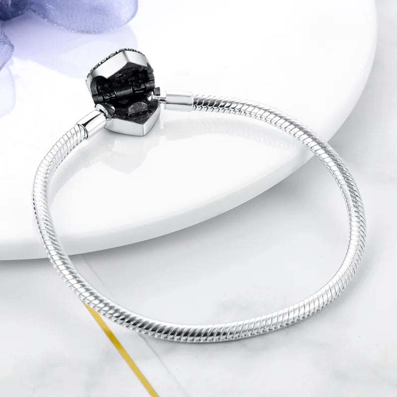 S925 Silver Plated Peach Heart Charm Bracelet for Women