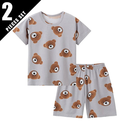 Children's Casual Joker Bear Print Pajama Set