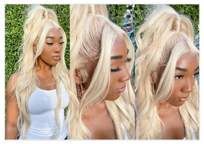 613 Honey Blonde Body Wave Human Hair Wig 360 Lace Frontal