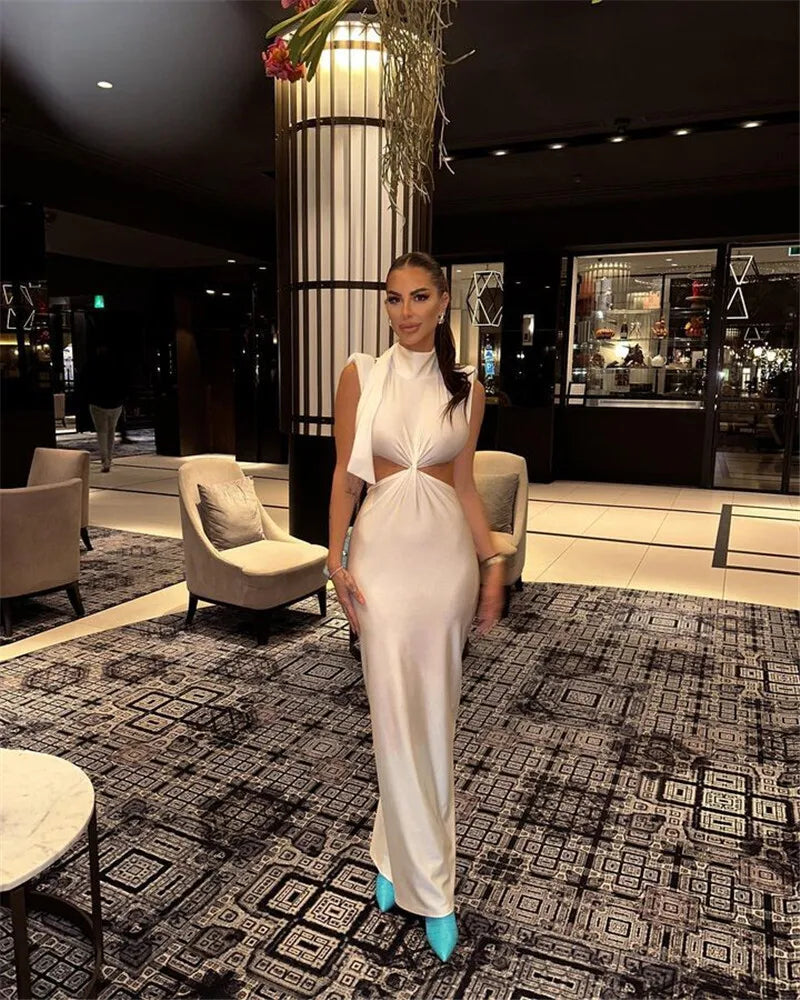 Hollow Out Turtleneck Maxi Dress for Women