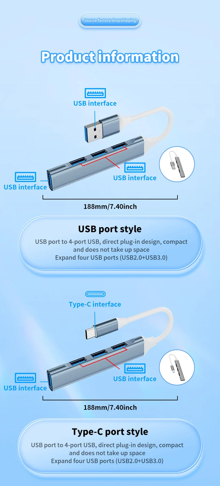 4-in-1 USB C Hub 3.0 Multi-Port Adapter