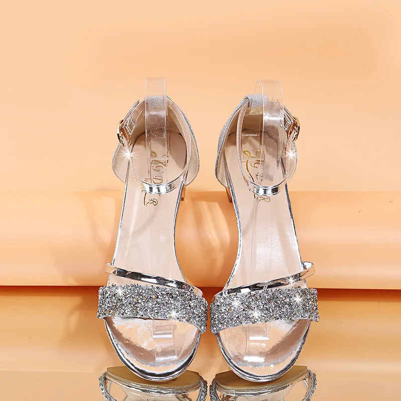 Women's Open Toe Sandals Gold Silver Low Heel Casual