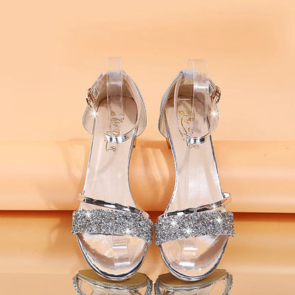 Women's Open Toe Sandals Gold Silver Low Heel Casual