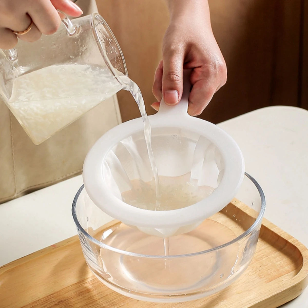 Nylon Mesh Kitchen Nut Milk Filter Spoon