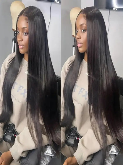 HD Transparent Bone Straight Lace Front Wig 40 46 Inch Brazilian Hair