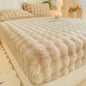 Fluffy Plush Fitted Bed Sheet Rabbit Fleece Solid Color