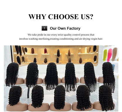 360 Full Lace Wig Water Deep Curly Human Hair 18-36 Inch