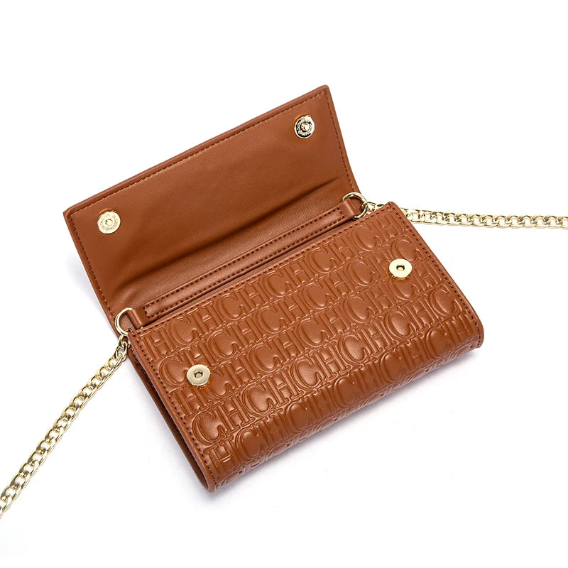 Brown PU Messenger Bag with Magnetic Flip Closure