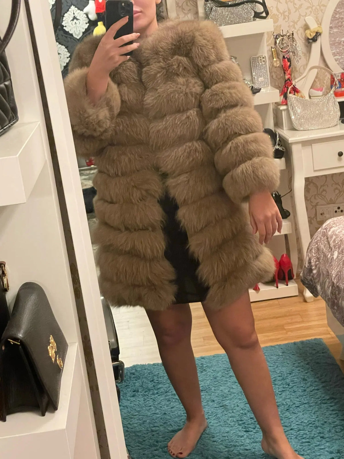 4in1 Women Fox Fur Coat Winter Outerwear