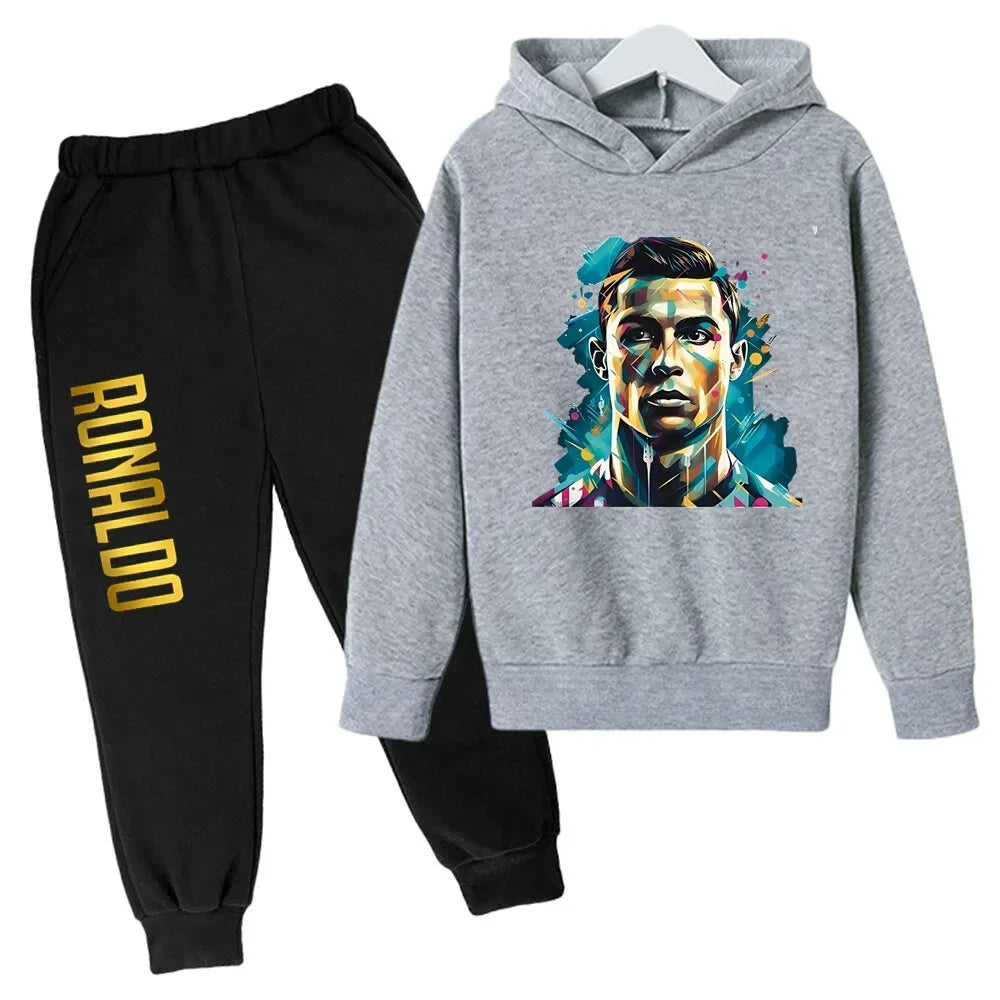 Ronaldo CR7 Print Hoodie and Pants Set for Children