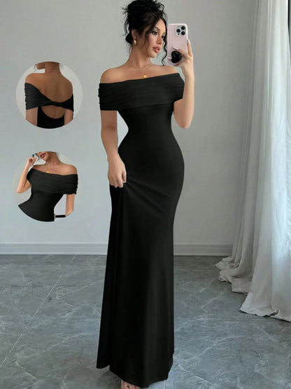 Off Shoulder Sleeveless Bodycon Midi Dress