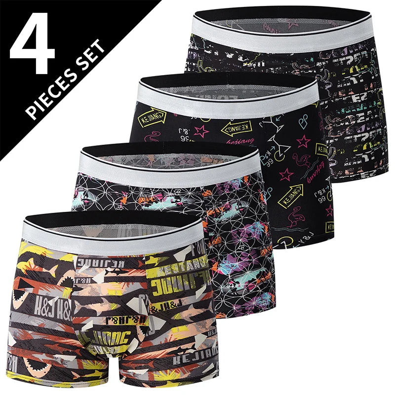 Men's Printed Fashion Boyshorts Plus Size Swim Trunks
