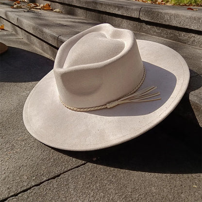 Dark Turquoise Suede Fedora Hat for Men and Women