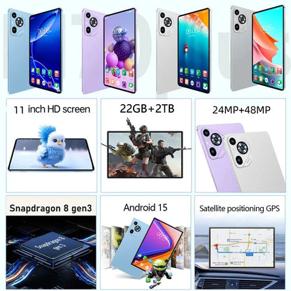 11 Inch 5G Tablet Android 15 22GB RAM 2TB ROM Metal