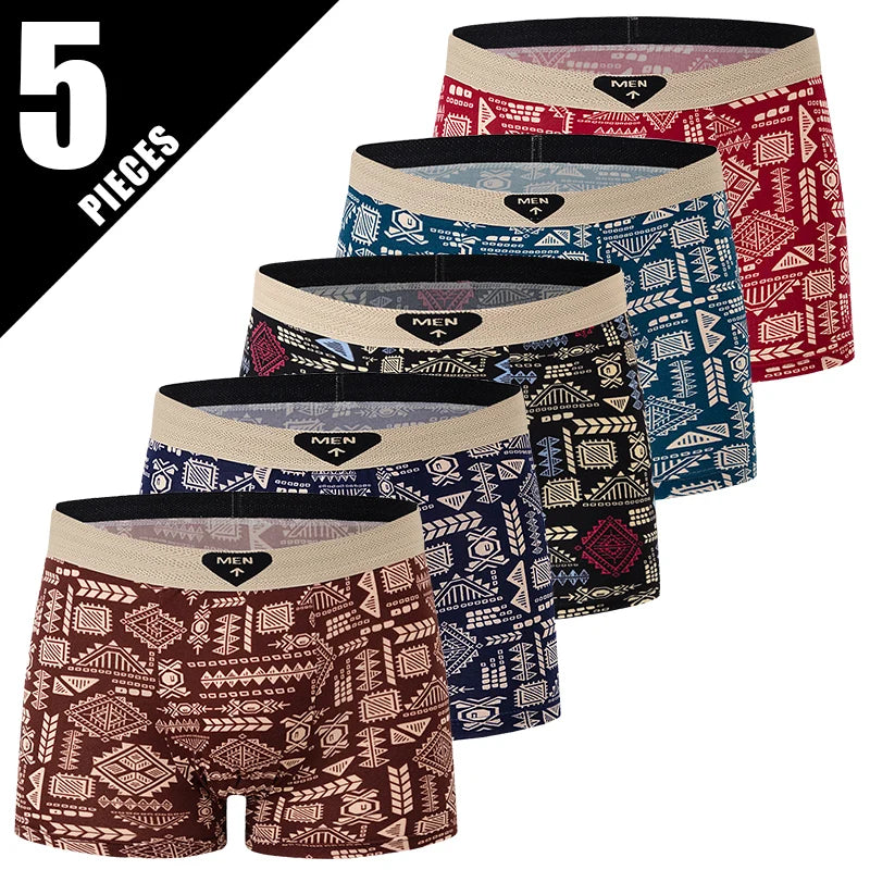 Men's Black Gold Printed Boxer Underwear 5/10 Pack