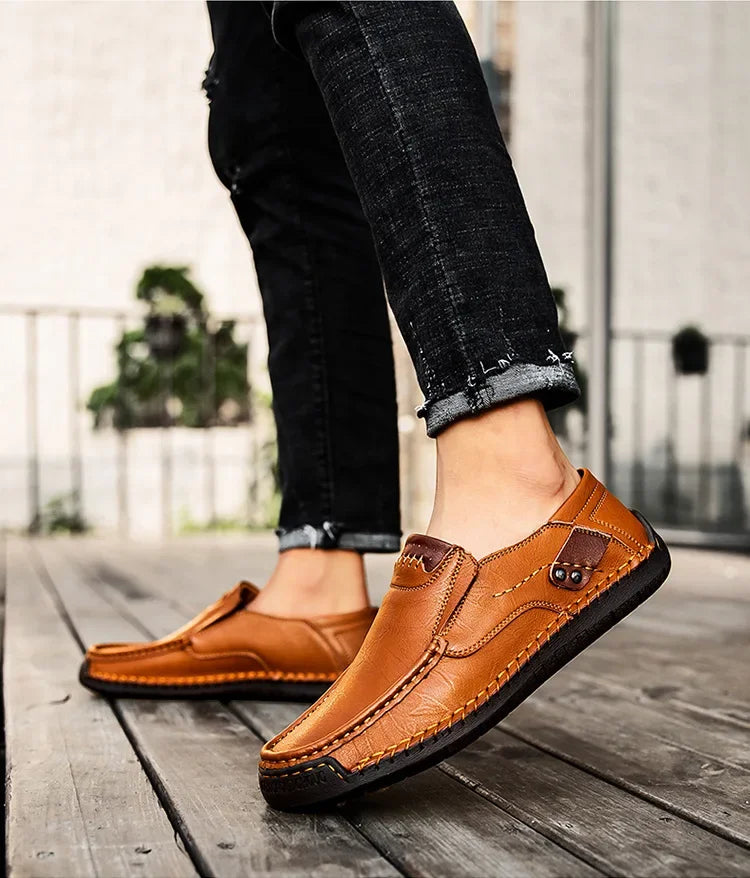 Men's Genuine Leather Slip-On Loafers Casual Shoes