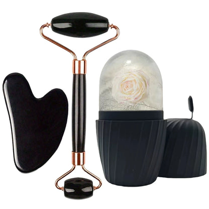 Ice Face Roller Set Gua Sha Satinless Steel Massage Tool