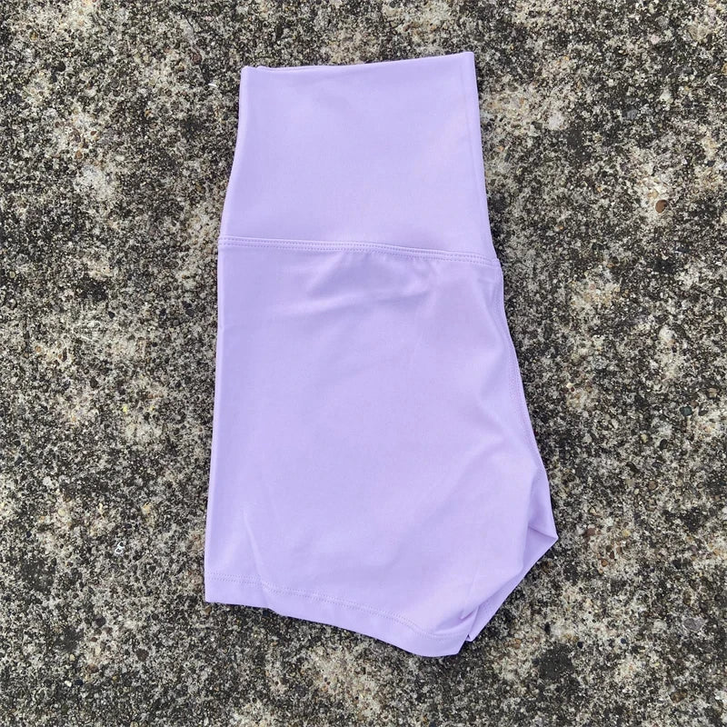 High Waist Yoga Shorts for Women in Solid Color