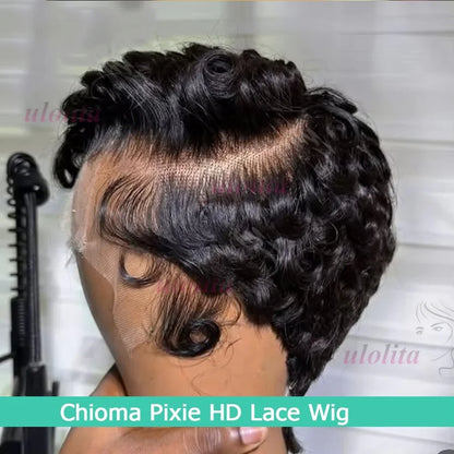 Chioma Curly Pixie Cut Wig Short Bob Human Hair Black