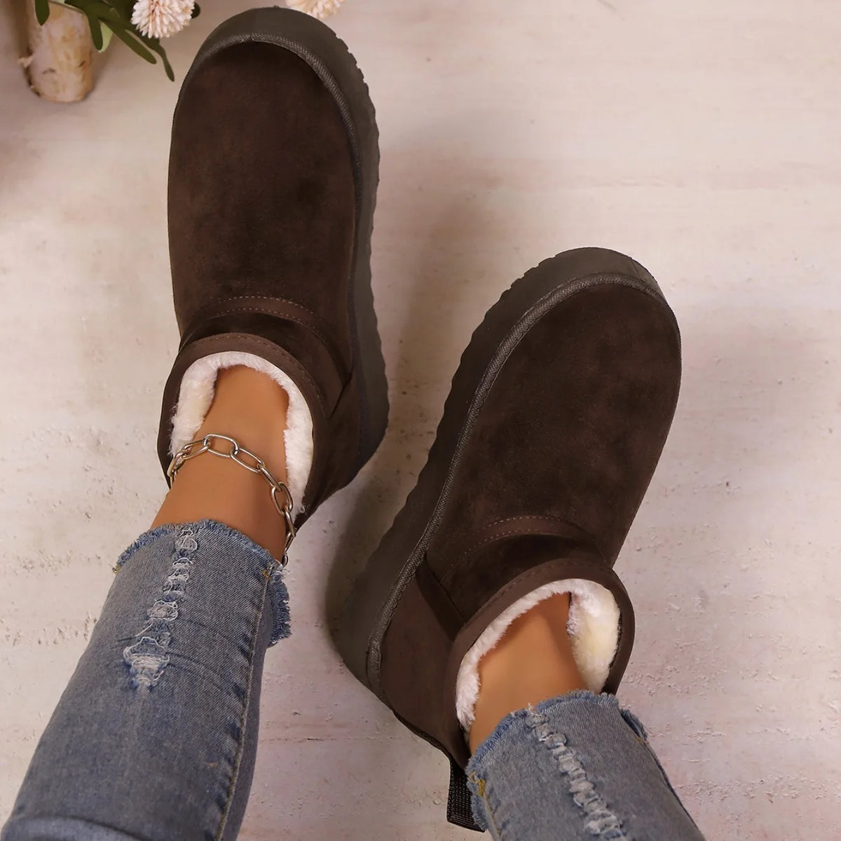 Sheepskin Wool Low-Cut Warm Comfortable Boots for Women