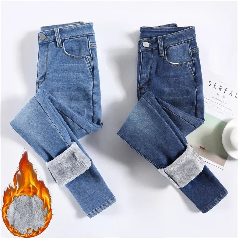Women's Winter Plush Stretch Skinny Jeans