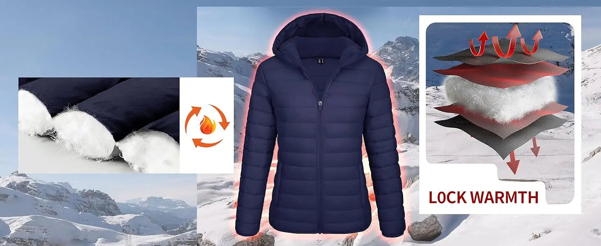 TACVASEN Women's Hooded Puffer Jacket Lightweight Casual
