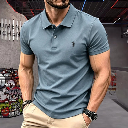 Men's Short Sleeve Polo Shirt Cotton Embroidery Casual