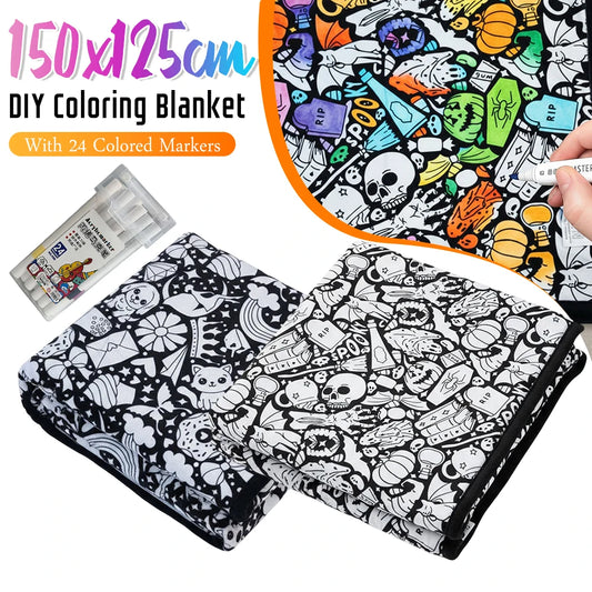 DIY Coloring Blanket 150x125cm Washable Velvet Art