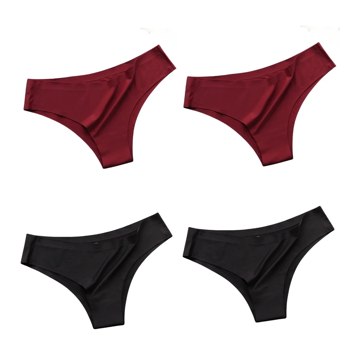 4PCS Seamless Brazilian Panties Cool Ice Silk Low Waist