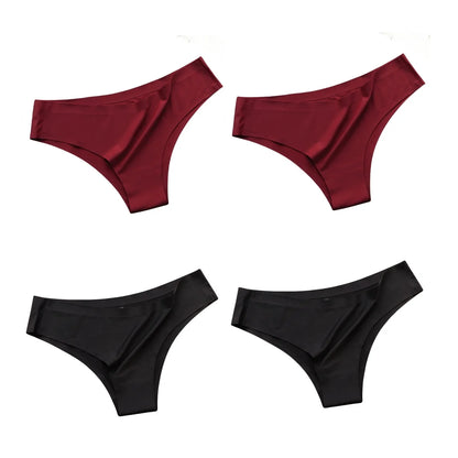 4PCS Seamless Brazilian Panties Cool Ice Silk Low Waist