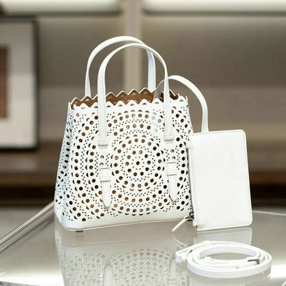 Mini Cowhide Shoulder Handbag Genuine Leather Bucket Bag