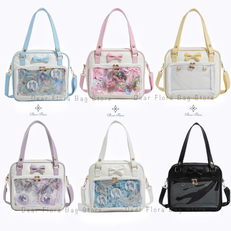 Y2K Transparent Bow Ita Bag Women Crossbody Handbag