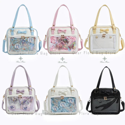 Y2K Transparent Bow Ita Bag Women Crossbody Handbag