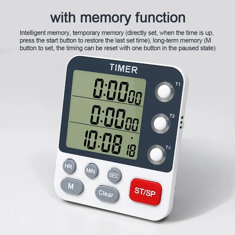 Digital Kitchen Timer with Adjustable Volume and LCD Display
