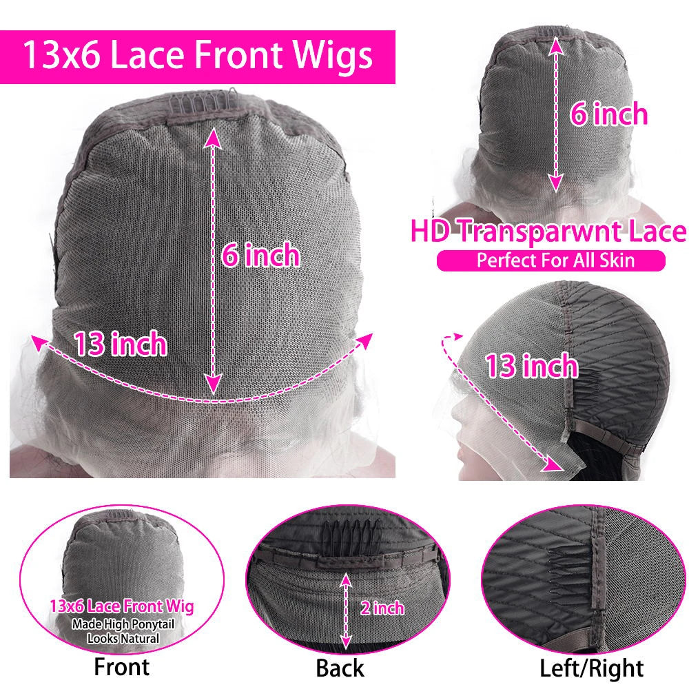Body Wave Lace Frontal Wig 200 Density Human Hair 42 44 Inch