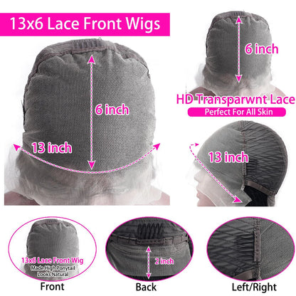 Body Wave Lace Frontal Wig 200 Density Human Hair 42 44 Inch