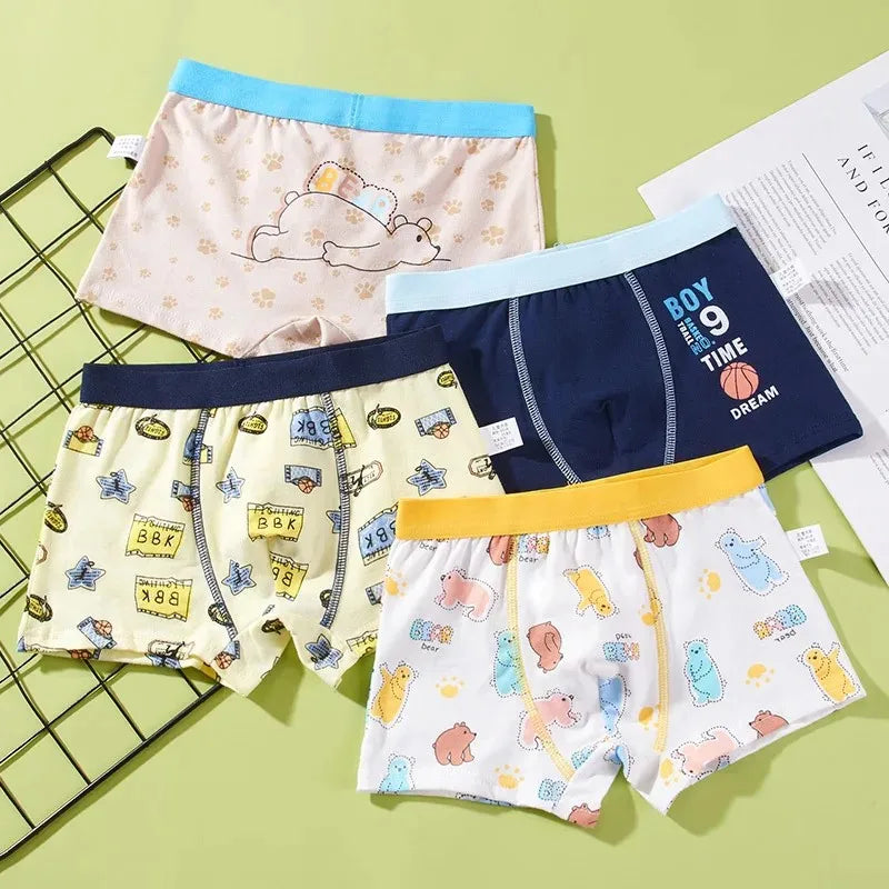 Boys Cotton Cartoon Print Boxer Briefs
