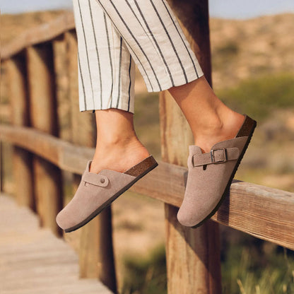 Comwarm Women's Suede Mules Slippers with Cork Insole